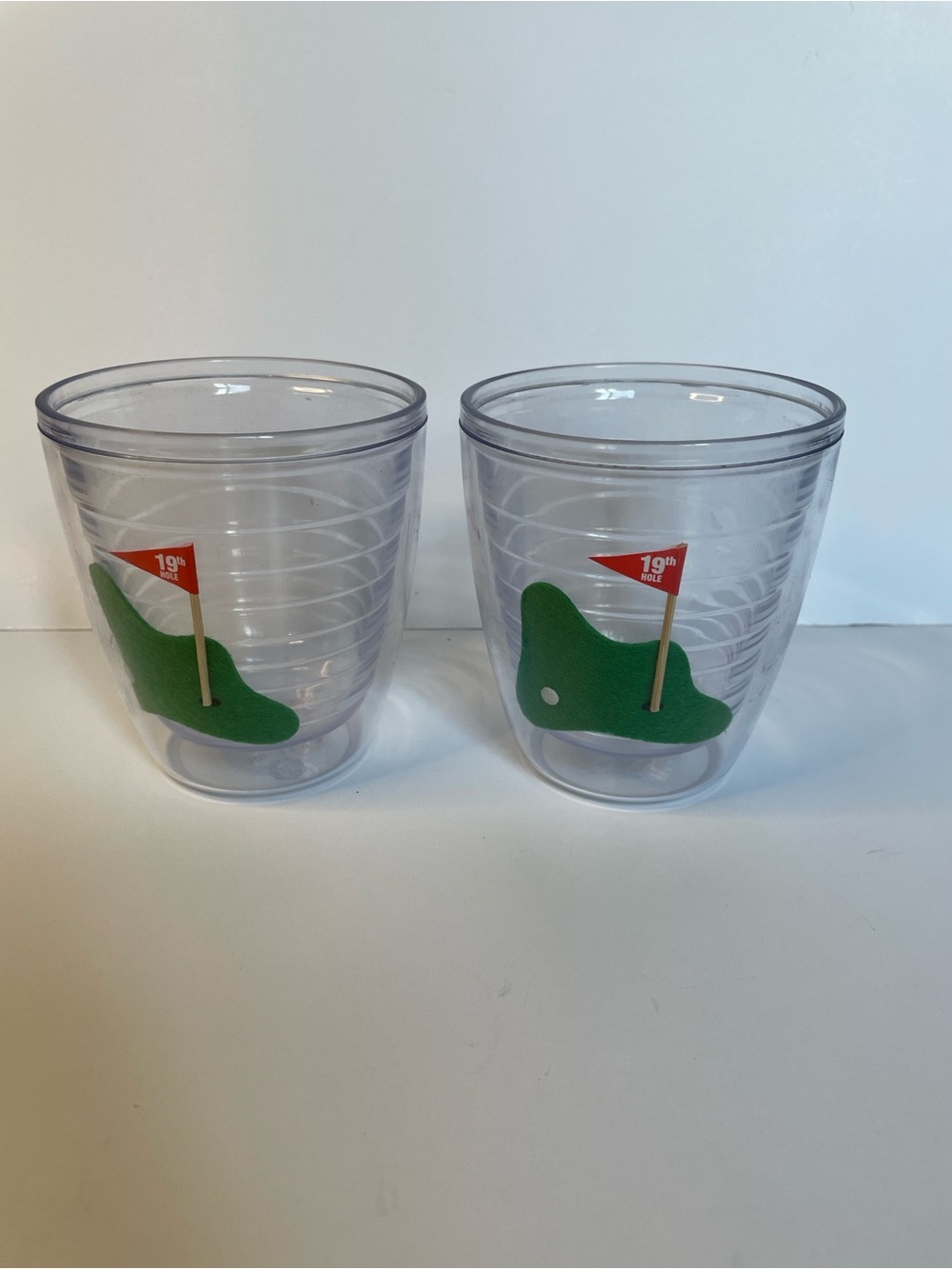 Vintage Clear Golf Flag Double Wall Tumbler Set.  #419